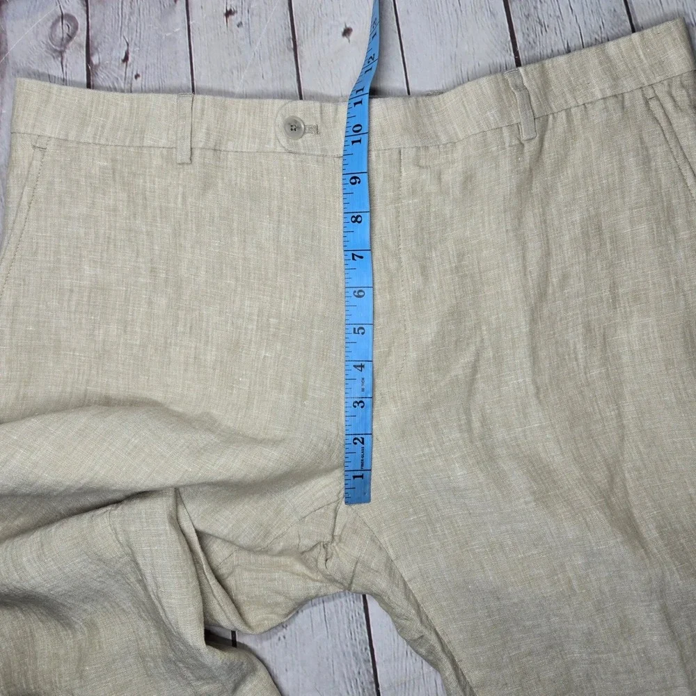 Joseph Abboud Mens Beige 100% Linen Flat‎ Front Trousers Pants 38 Waist